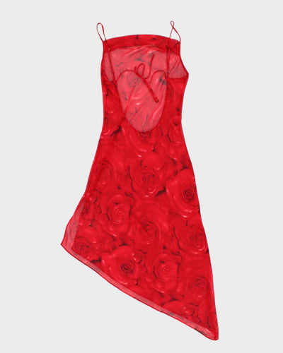 Vintage 90s Cowl Neck Backless Mesh Dress - S