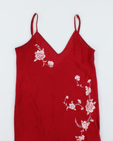 Y2k 00s Jessica Mesh Embroidered Dress - M