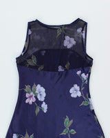Vintage 90s Floral Satin Dress - S