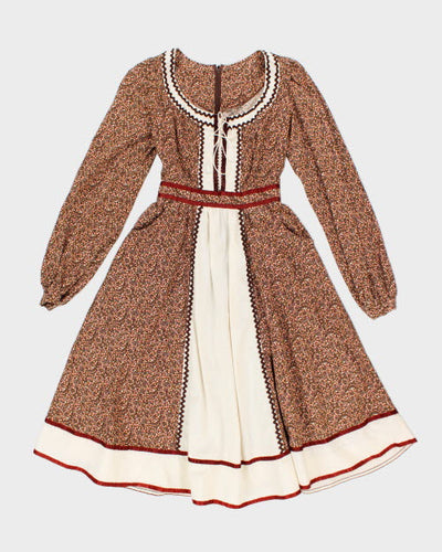 Vintage 70s Floral Prairie Dress - S