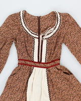 Vintage 70s Floral Prairie Dress - S