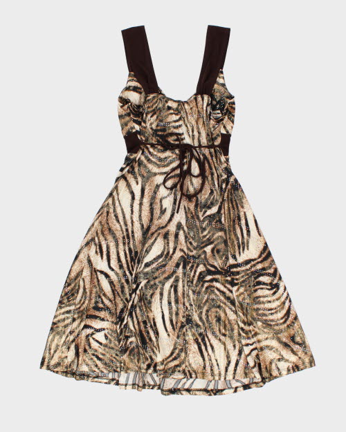 Y2k 00s Tu Tu Animal Print Sparkly Dress - M