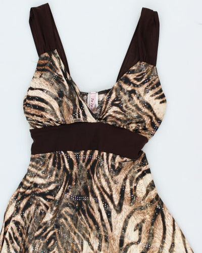 Y2k 00s Tu Tu Animal Print Sparkly Dress - M