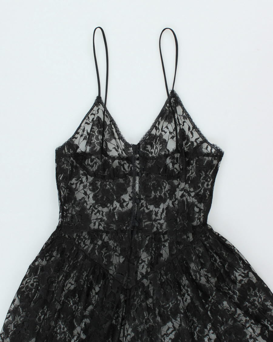 Y2k 00s Lace Maxi Dress - S