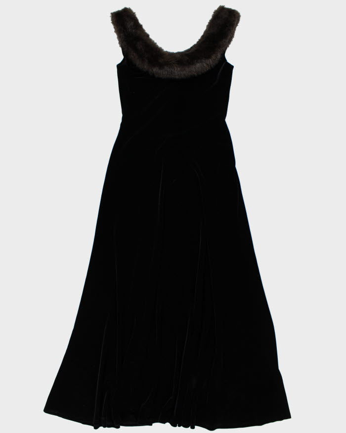 Vintage 90s Velvet Faux Fur Trim Dress - S