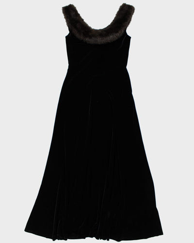 Vintage 90s Velvet Faux Fur Trim Dress - S