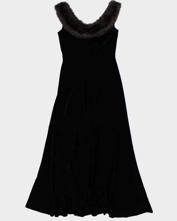 Vintage 90s Velvet Faux Fur Trim Dress - S