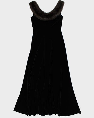 Vintage 90s Velvet Faux Fur Trim Dress - S