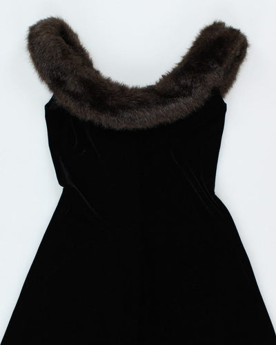 Vintage 90s Velvet Faux Fur Trim Dress - S
