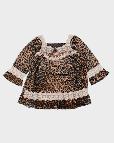 Y2k 00s Leopard Print Velvet Dress - L