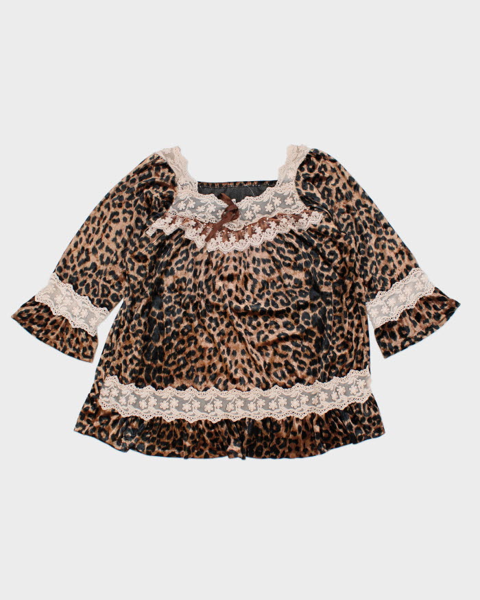 Y2k 00s Leopard Print Velvet Dress - L