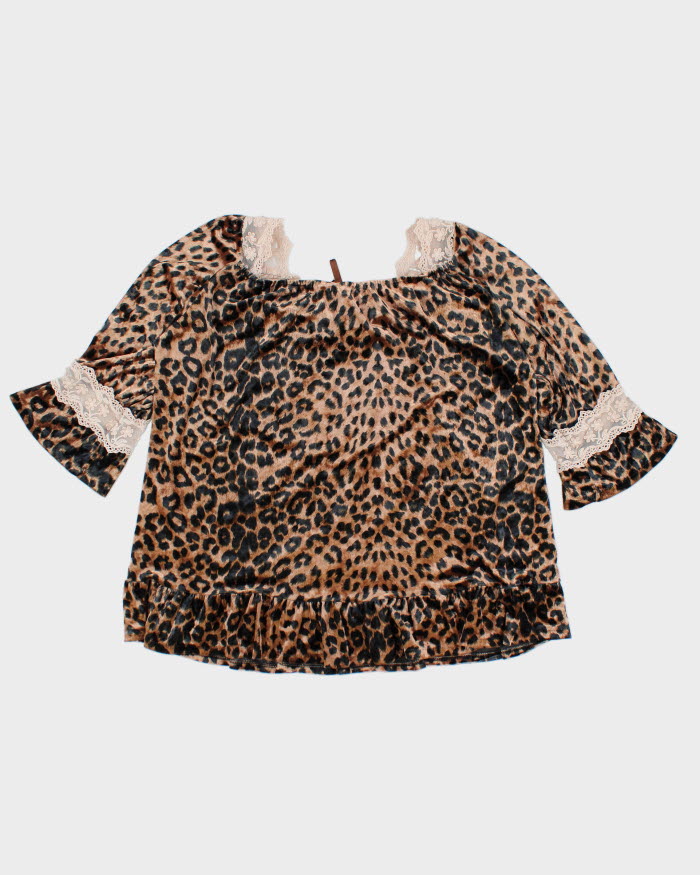 Y2k 00s Leopard Print Velvet Dress - L