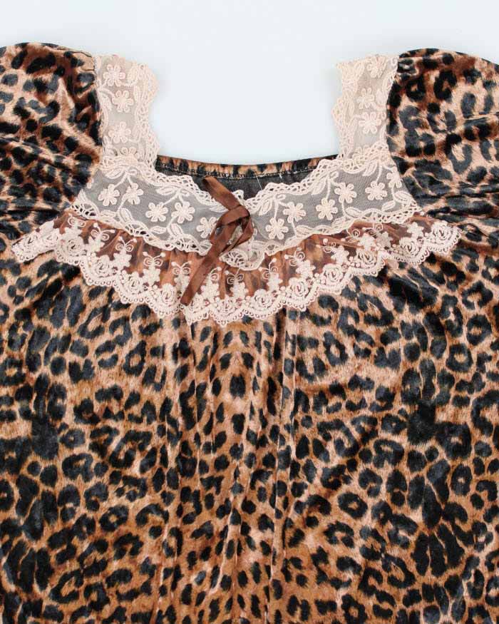 Y2k 00s Leopard Print Velvet Dress - L
