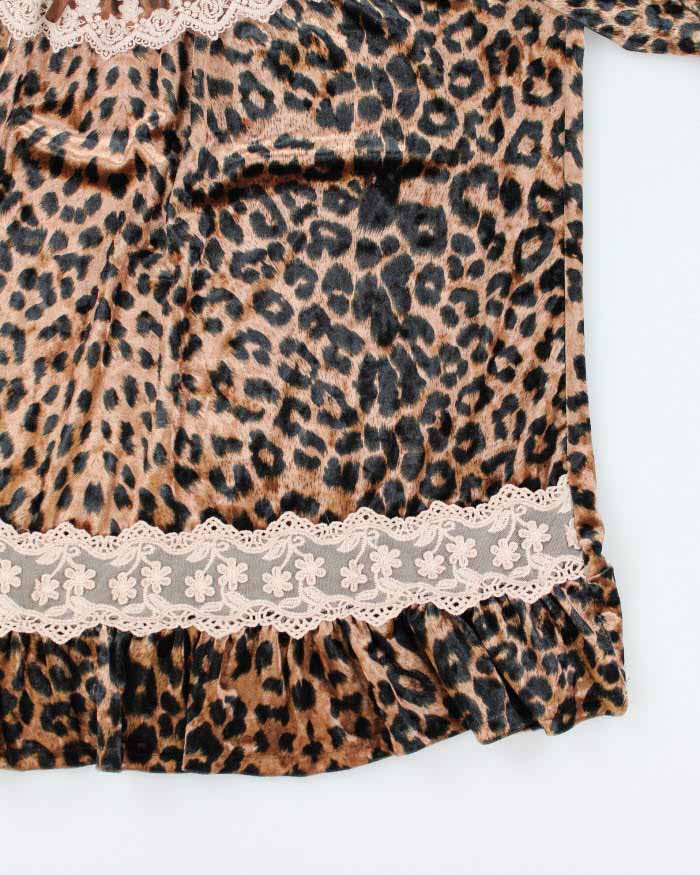 Y2k 00s Leopard Print Velvet Dress - L