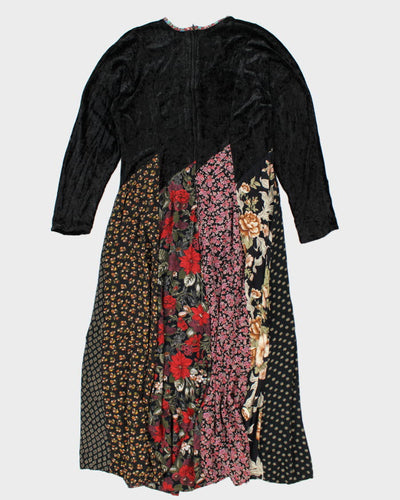 Vintage 90s Velvet Patchwork Dress - M