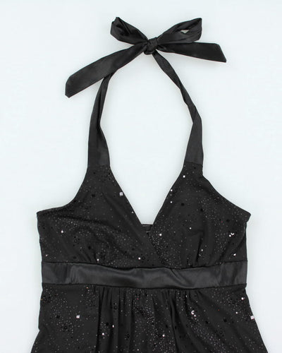 Y2k 00s Khaki Krew Sparkly Halter Neck Dress - S