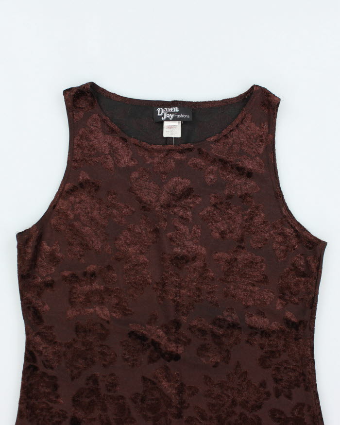 Vintage 90s Dawn Joy Brown Dress - M