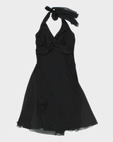 Vintage 90s B. Smart Black Halter Neck Dress - S
