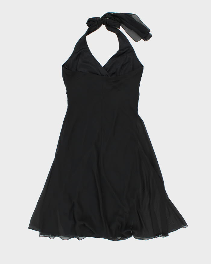 Vintage 90s Smart Black Halter Neck Dress S - Main Image