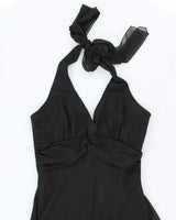 Vintage 90s B. Smart Black Halter Neck Dress - S