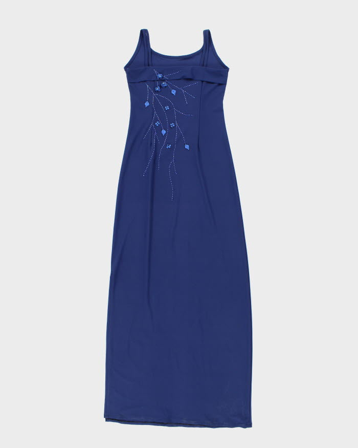 Vintage 90s Blue Beaded Dress - S
