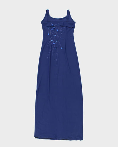 Vintage 90s Blue Beaded Dress - S