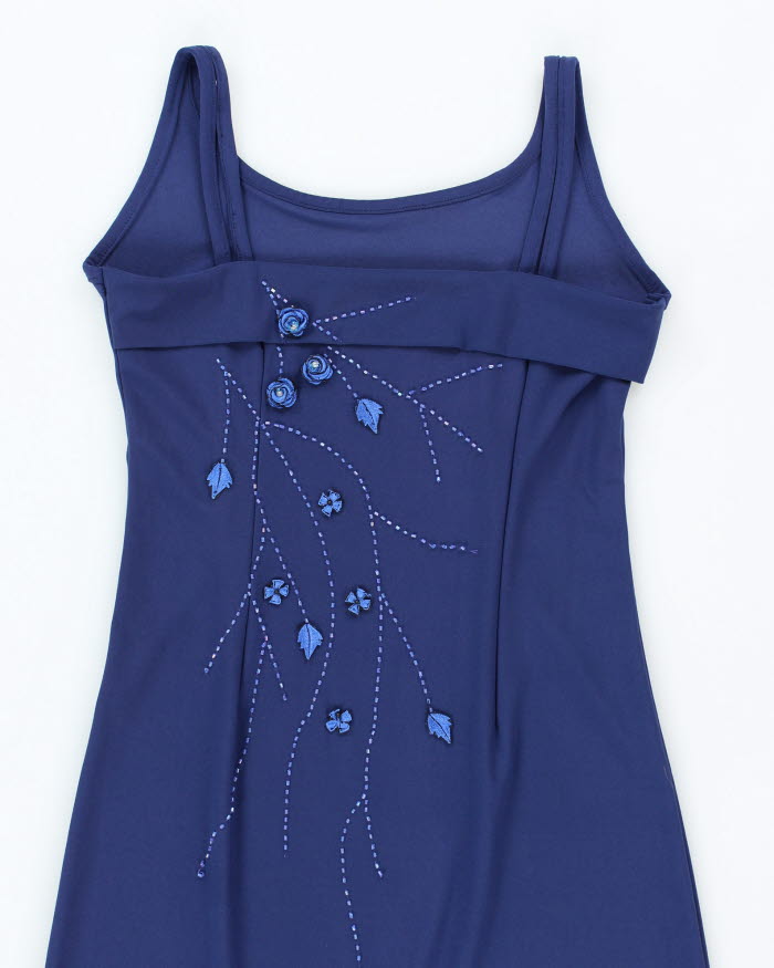 Vintage 90s Blue Beaded Dress - S