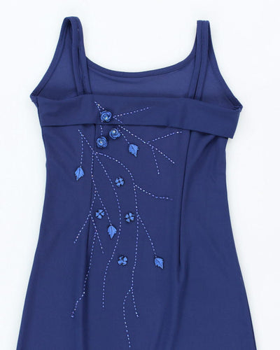Vintage 90s Blue Beaded Dress - S