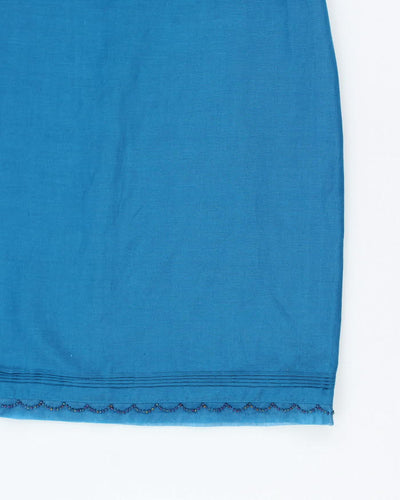 Vintage 90s Laura Ashley Blue Beaded Silk Dress - L