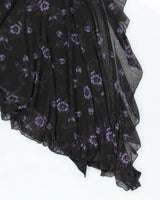 Y2k 00s Halter Neck Asymmetric Floral Sparkly Dress - S