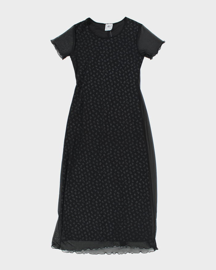 Vintage 90s Floral Mesh Layer Dress - S