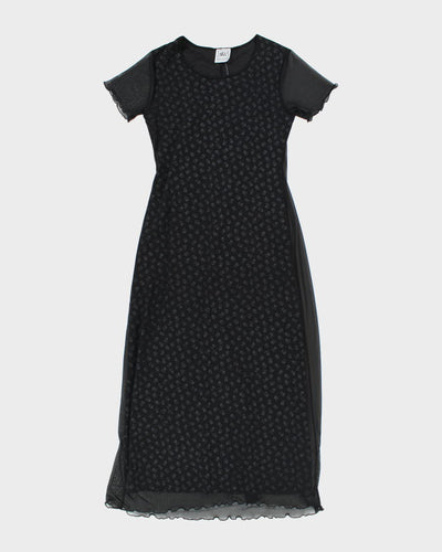 Vintage 90s Floral Mesh Layer Dress - S