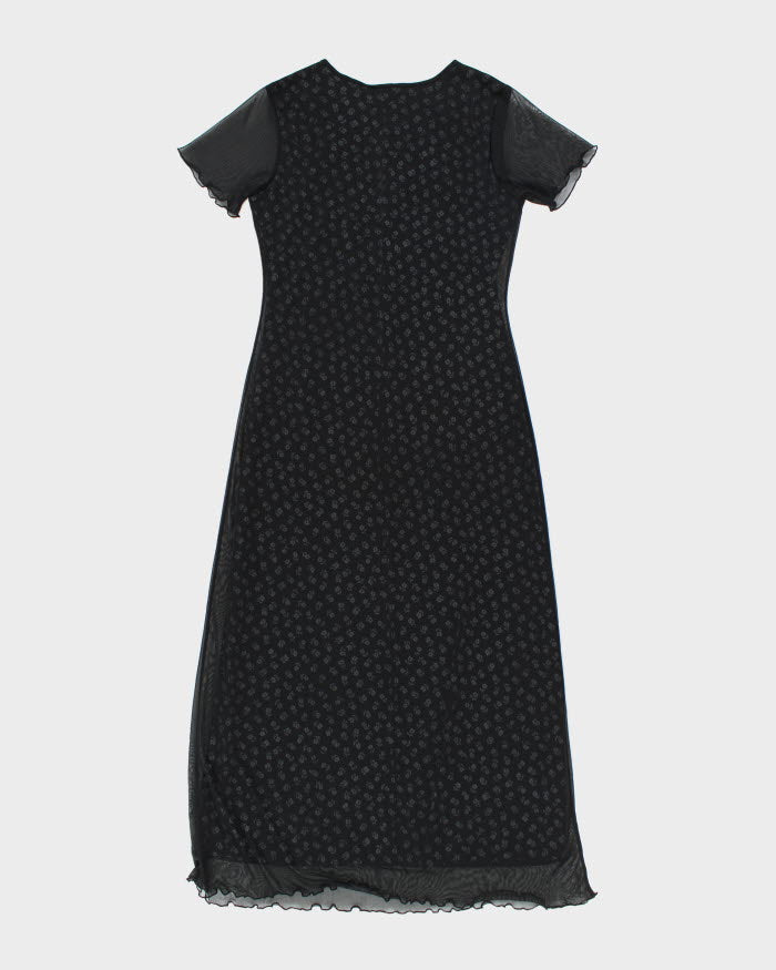Vintage 90s Floral Mesh Layer Dress - S
