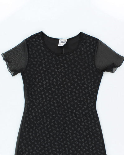 Vintage 90s Floral Mesh Layer Dress - S