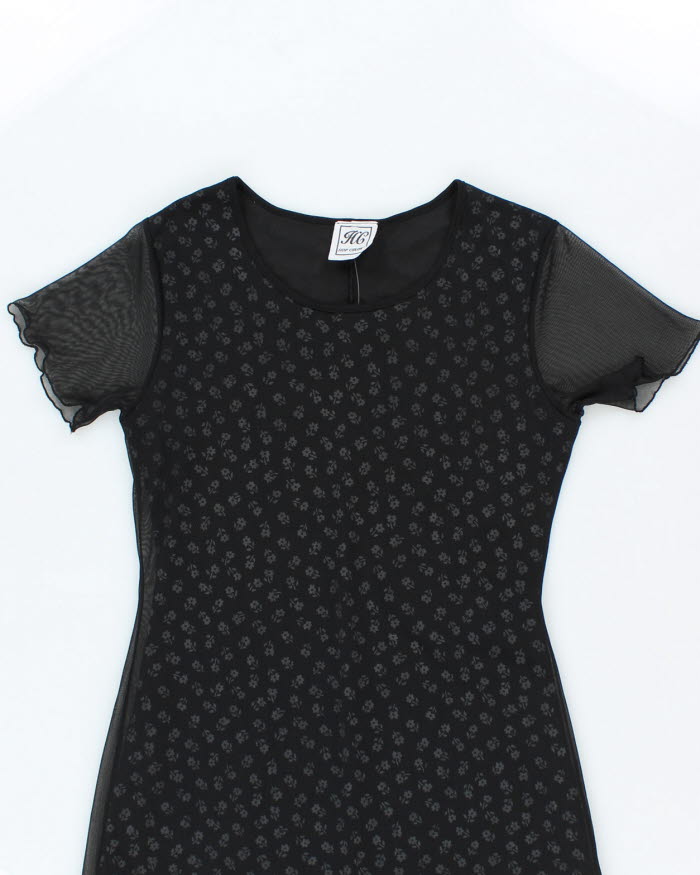 Vintage 90s Floral Mesh Layer Dress - S
