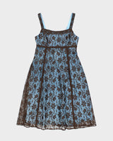 Vintage Laura Brown &amp; Blue Lace - M