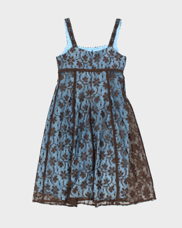 Vintage Laura Brown & Blue Lace - M