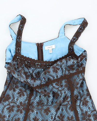 Vintage Laura Brown & Blue Lace - M