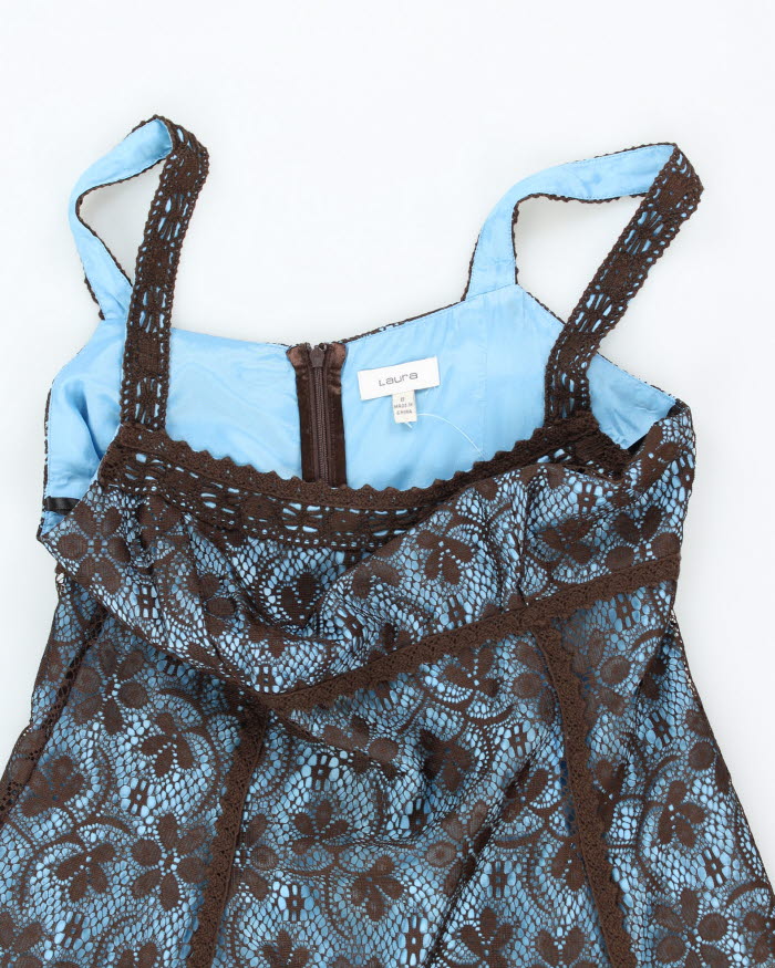 Vintage Laura Brown & Blue Lace - M