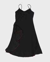 Y2k 00s Tabom Black Embroidered Dress - XL