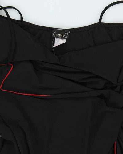 Y2k 00s Tabom Black Embroidered Dress - XL