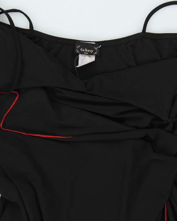 Y2k 00s Tabom Black Embroidered Dress - XL