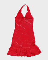 Y2k 00s Codigo Red Glitter Halter Neck Dress - S