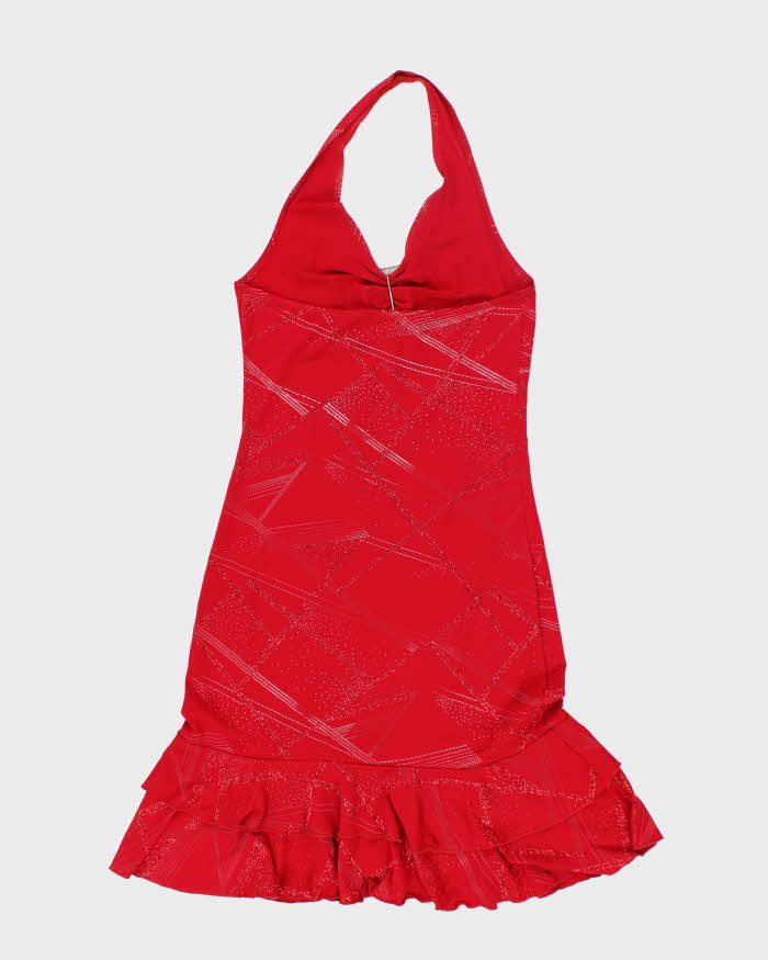Y2k 00s Codigo Red Glitter Halter Neck Dress - S Rokit Y2k 00s Codigo Red Glitter Halter Neck Dress - S Rokit