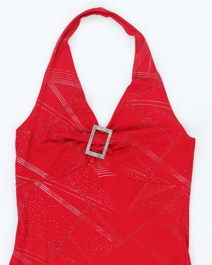 Y2k 00s Codigo Red Glitter Halter Neck Dress - S