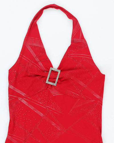 Y2k 00s Codigo Red Glitter Halter Neck Dress - S