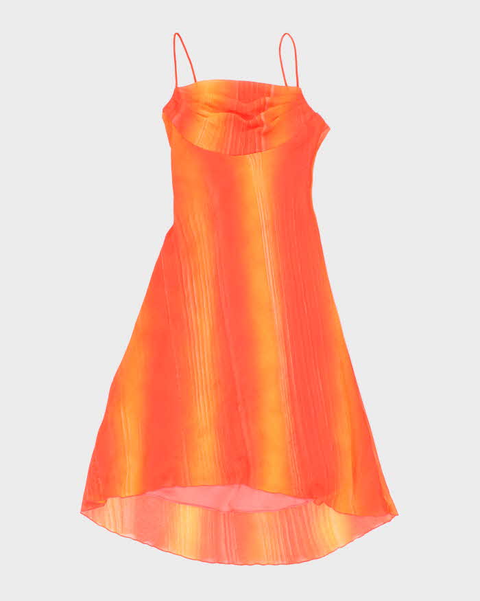 Y2k 00s Lori Ann Orange Cowl Neck Dress - S