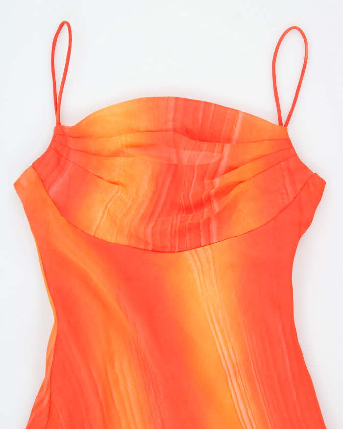 Y2k 00s Lori Ann Orange Cowl Neck Dress - S