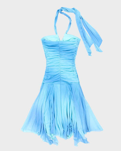 Y2k 00s Le Chateau Blue Halter Dress - S