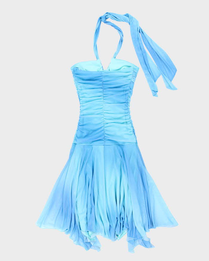 Y2k 00s Le Chateau Blue Halter Dress - S